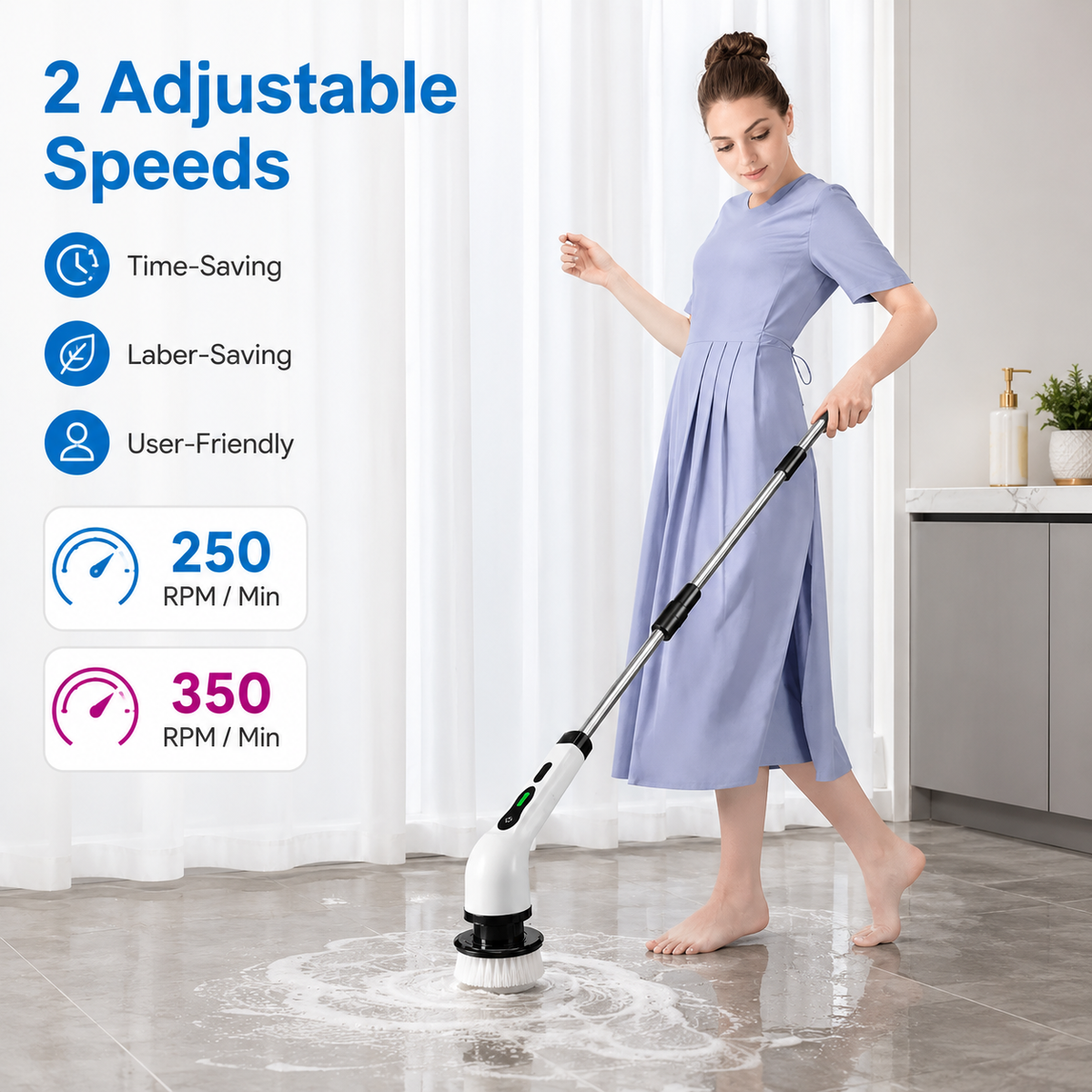 Electric cleaning brush bathroom use demo