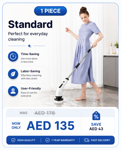 Cordless Electric Spin Scrubber | Extendable Handle + 6 Brush Heads