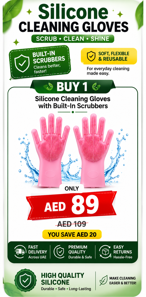 Silicone Cleaning Gloves | Reusable Scrubbing Gloves with Built-In Brushes