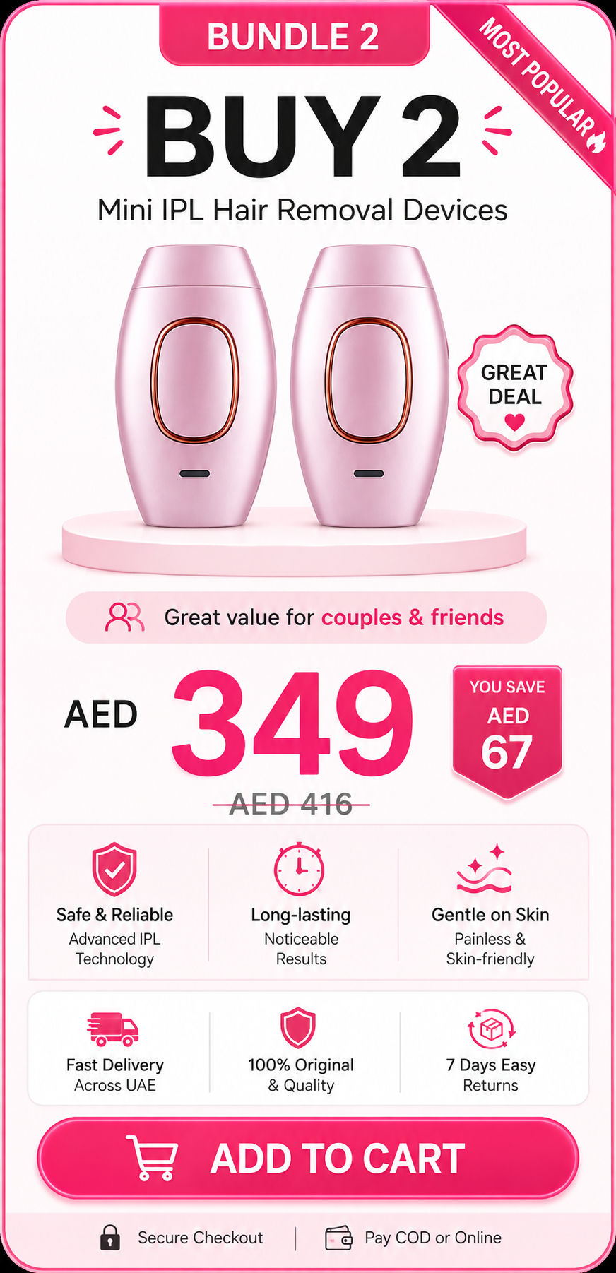 Mini IPL Laser Hair Removal Device | Permanent Hair Reducer