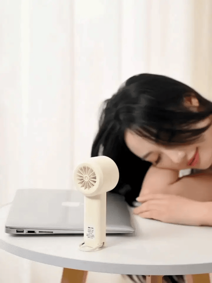 Handheld turbo fan in use demo