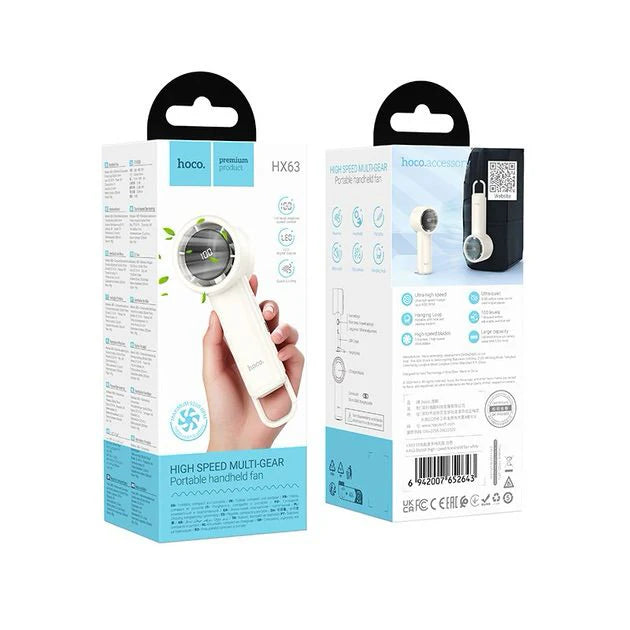 HOCO HX63 handheld fan with box packaging