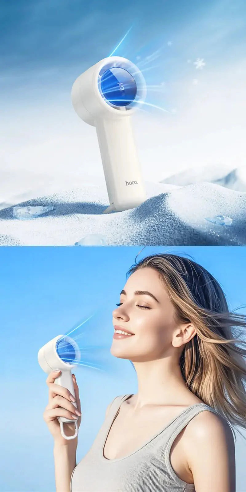Rechargeable mini fan 5 speed - side angle